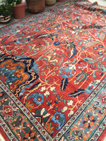 8'4 x 11'6 antique Persian Mahal Rug - Blue Parakeet Rugs