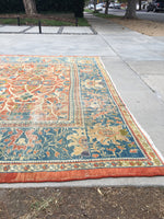 9'2 x 11'10 Antique 19th Century Persian Sultanabad Mahal - Blue Parakeet Rugs