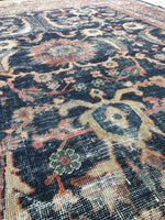 7' x 8'5 love worn antique Persian Mahal Rug - Blue Parakeet Rugs