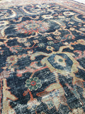 7' x 8'5 love worn antique Persian Mahal Rug - Blue Parakeet Rugs