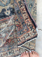 7' x 8'5 love worn antique Persian Mahal Rug - Blue Parakeet Rugs