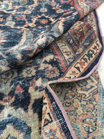 7' x 8'5 love worn antique Persian Mahal Rug - Blue Parakeet Rugs