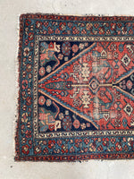 3'2 x 6'3 Antique Kurdish rug #1931C / 3x6 Vintage Rug / Small vintage rug - Blue Parakeet Rugs
