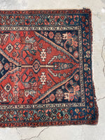 3'2 x 6'3 Antique Kurdish rug #1931C / 3x6 Vintage Rug / Small vintage rug - Blue Parakeet Rugs
