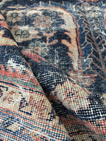 7' x 8'5 love worn antique Persian Mahal Rug - Blue Parakeet Rugs