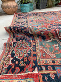 6'5 x 9'4 Antique Tribal Heriz rug #2078 / 6x9 Vintage Rug - Blue Parakeet Rugs