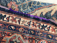 7' x 8'5 love worn antique Persian Mahal Rug - Blue Parakeet Rugs