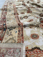 8'8 x 12' Antique Persian Ivory Sultanabad Mahal (#1923ML) / 9x12 Vintage Rug - Blue Parakeet Rugs
