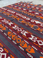 4’8 x 10’10 Vintage Flat Weave Kilim rug - Blue Parakeet Rugs