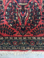 2'1 x 4'8 antique Persian Sarouk - Blue Parakeet Rugs