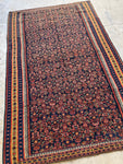 4'2 x 6'8 Antique Flat Weave Kilim Senneh #2624 / 4x7 flat weave Kilim - Blue Parakeet Rugs