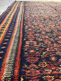 4'2 x 6'8 Antique Flat Weave Kilim Senneh #2624 / 4x7 flat weave Kilim - Blue Parakeet Rugs