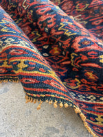4'2 x 6'8 Antique Flat Weave Kilim Senneh #2624 / 4x7 flat weave Kilim - Blue Parakeet Rugs