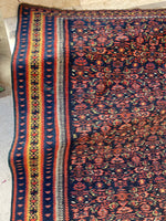 4'2 x 6'8 Antique Flat Weave Kilim Senneh #2624 / 4x7 flat weave Kilim - Blue Parakeet Rugs