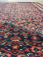 4'2 x 6'8 Antique Flat Weave Kilim Senneh #2624 / 4x7 flat weave Kilim - Blue Parakeet Rugs