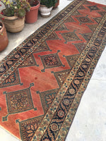 3'9 x 10'7 Antique 1920s Runner (#460) - Blue Parakeet Rugs