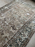 5'10 x 9'5 Antique Persian Heriz Rug #2754 - Blue Parakeet Rugs