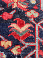 9' x 12'10 Antique Navy Midnight Blue Ground Persian Heriz rug #2626 / 9x13 Persian rug - Blue Parakeet Rugs