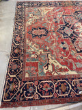 9'6 x 12' Antique Serapi rug with ivory spandrels #2079 / 10x12 Vintage Rug - Blue Parakeet Rugs