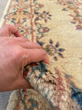 2'6 x 5' Antique Persian Ivory Kerman rug #2414L - Blue Parakeet Rugs