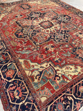 9'6 x 12' Antique Serapi rug with ivory spandrels #2079 / 10x12 Vintage Rug - Blue Parakeet Rugs