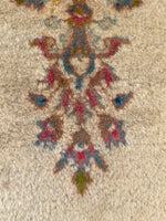 2'6 x 5' Antique Persian Ivory Kerman rug #2414L - Blue Parakeet Rugs