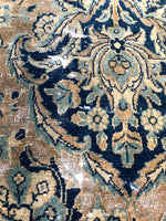 9'9 x 14'7 Worn Antique Persian Yazd Rug /  Large Antique Rug (#1074) - Blue Parakeet Rugs