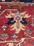 9'6 x 12' Antique Serapi rug with ivory spandrels #2079 / 10x12 Vintage Rug - Blue Parakeet Rugs