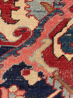 9'6 x 12' Antique Serapi rug with ivory spandrels #2079 / 10x12 Vintage Rug - Blue Parakeet Rugs
