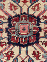 9'6 x 12' Antique Serapi rug with ivory spandrels #2079 / 10x12 Vintage Rug - Blue Parakeet Rugs