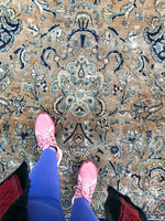 9'9 x 14'7 Worn Antique Persian Yazd Rug /  Large Antique Rug (#1074) - Blue Parakeet Rugs