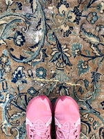 9'9 x 14'7 Worn Antique Persian Yazd Rug /  Large Antique Rug (#1074) - Blue Parakeet Rugs