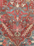 8' x 12'2 Antique Heriz with French blue rug #2082 / 8x12 Vintage Rug - Blue Parakeet Rugs