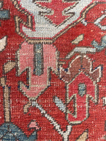 8' x 12'2 Antique Heriz with French blue rug #2082 / 8x12 Vintage Rug - Blue Parakeet Rugs