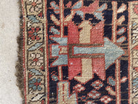 8' x 12'2 Antique Heriz with French blue rug #2082 / 8x12 Vintage Rug - Blue Parakeet Rugs