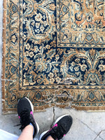 9'9 x 14'7 Worn Antique Persian Yazd Rug /  Large Antique Rug (#1074) - Blue Parakeet Rugs