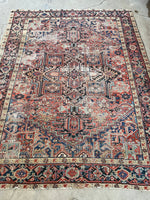 7'1 x 9' Antique Persian Heriz rug #2409 / 7x9 Vintage Rug - Blue Parakeet Rugs