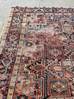 7'1 x 9' Antique Persian Heriz rug #2409 / 7x9 Vintage Rug - Blue Parakeet Rugs