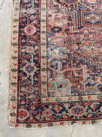 7'1 x 9' Antique Persian Heriz rug #2409 / 7x9 Vintage Rug - Blue Parakeet Rugs