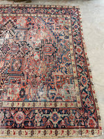 7'1 x 9' Antique Persian Heriz rug #2409 / 7x9 Vintage Rug - Blue Parakeet Rugs