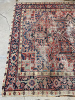 7'1 x 9' Antique Persian Heriz rug #2409 / 7x9 Vintage Rug - Blue Parakeet Rugs