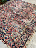 7'1 x 9' Antique Persian Heriz rug #2409 / 7x9 Vintage Rug - Blue Parakeet Rugs