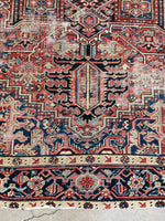 7'1 x 9' Antique Persian Heriz rug #2409 / 7x9 Vintage Rug - Blue Parakeet Rugs