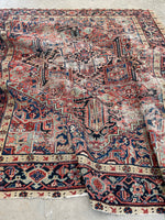 7'1 x 9' Antique Persian Heriz rug #2409 / 7x9 Vintage Rug - Blue Parakeet Rugs