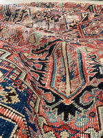 7'1 x 9' Antique Persian Heriz rug #2409 / 7x9 Vintage Rug - Blue Parakeet Rugs