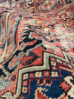 7'1 x 9' Antique Persian Heriz rug #2409 / 7x9 Vintage Rug - Blue Parakeet Rugs