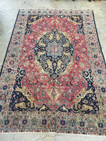 8' x 11'2 Antique Persian Tabriz rug #2628 / 8x11 vintage rug - Blue Parakeet Rugs