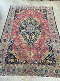 8' x 11'2 Antique Persian Tabriz rug #2628 / 8x11 vintage rug - Blue Parakeet Rugs