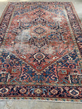 7'2 x 10'1 Antique Persian Heriz Rug #2758 - Blue Parakeet Rugs