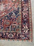 7'2 x 10'1 Antique Persian Heriz Rug #2758 - Blue Parakeet Rugs